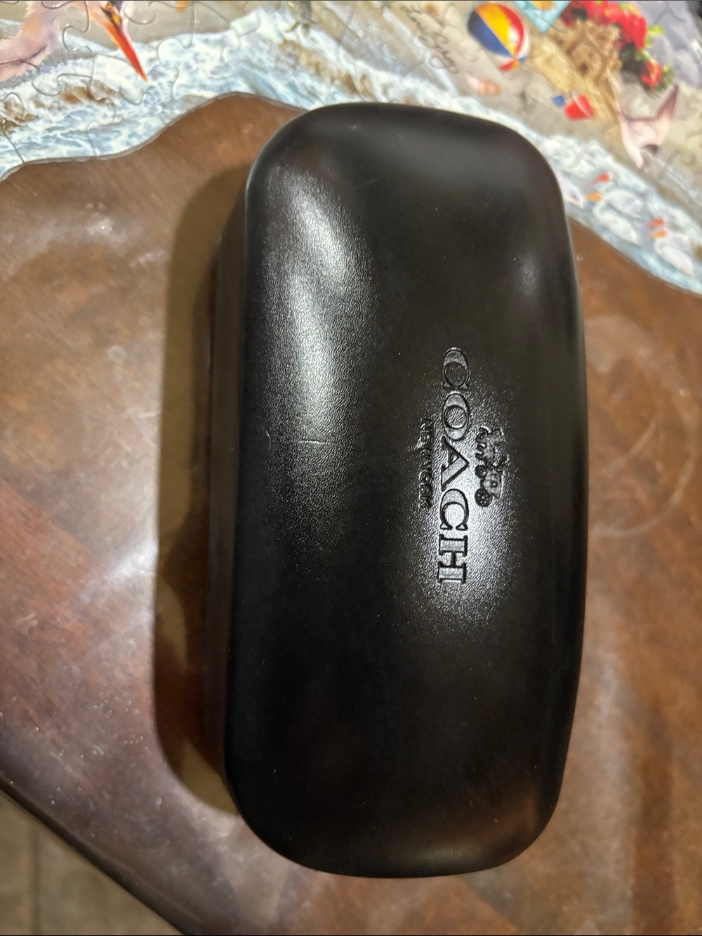 Coach Black Leather Sunglasses Case with Embossed Logo with coach sunglasses